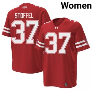 #37 Treve Stoffel Badgers Red 1980 Throwback Jersey | Iconic Stitched Women NCAA Football Gear 90805472
