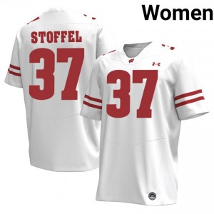 Wisconsin Treve Stoffel #37 White Jersey | Durable Embroidery College Football Women Apparel 23928925