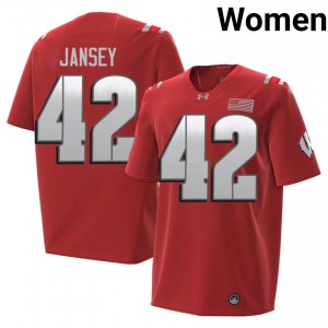 Red Tyler Jansey #42 UW Badgers 2026 Jersey | Women High School Football Classic Stitch 99717278