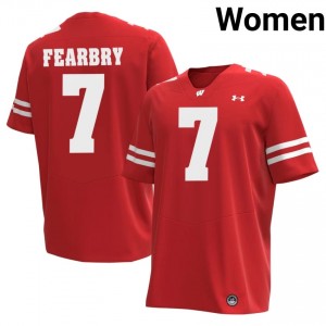 Tyreese Fearbry #7 Wisconsin Badgers Jersey | Moisture Wicking Red University Football Women Swen 36501475