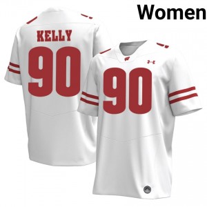 Wisconsin Will Kelly #90 White Jersey | Exclusive Embroidery NCAA Football Women Apparel 62832831