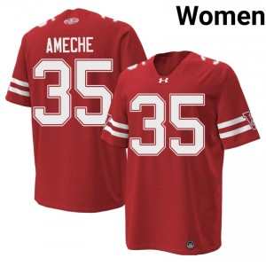 #35 Alan Ameche UW Red 1980 Throwback Jersey | Authentic Stitched Women High School Football Gear 80959032