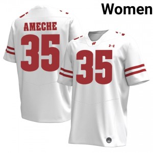 UW Badgers Alan Ameche #35 White Jersey | Premium Embroidery Player Football Women Apparel 61329946