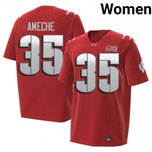 Red Alan Ameche #35 Wisconsin 2026 Jersey | Women University Football Limited Stitch 84307942