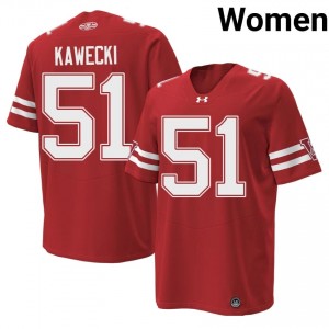 #51 Austin Kawecki Wisconsin Badgers Red 1980 Throwback Jersey | Officially Licensed Stitched Women College Football Gear 14545551
