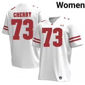 UW Badgers Blake Cherry #73 White Jersey | Elite Embroidery High School Football Women Apparel 20196065