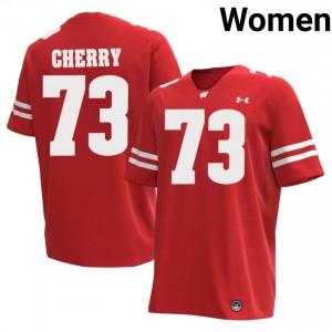 Blake Cherry #73 Wisconsin Badgers Jersey | Genuine Red Player Football Women Swen 65516540
