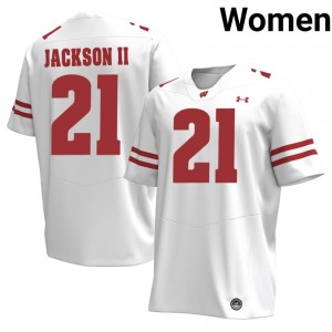 Wisconsin Bryan Jackson II #21 White Jersey | Exclusive Embroidery NCAA Football Women Apparel 74196674