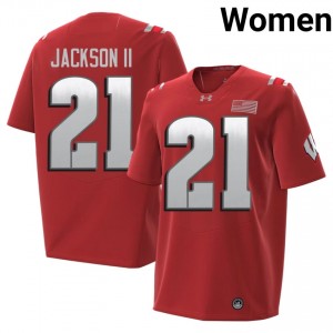 Red Bryan Jackson II #21 Wisconsin Badgers 2026 Jersey | Women High School Football Classic Stitch 88432109