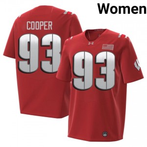 Red DeNigel Cooper #93 UW Badgers 2026 Jersey | Women University Football Limited Stitch 21764315