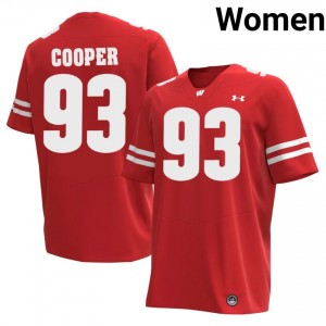 DeNigel Cooper #93 Wisconsin Badgers Jersey | Gameday Red NCAA Football Women Swen 23591752