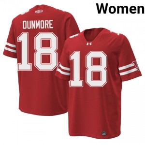 #18 Donovan Dunmore UW Badgers Red 1980 Throwback Jersey | Authentic Stitched Women High School Football Gear 24451727