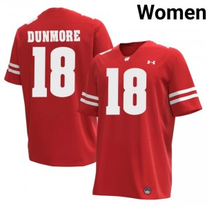 Donovan Dunmore #18 UW Badgers Jersey | Gameday Red NCAA Football Women Swen 37326861