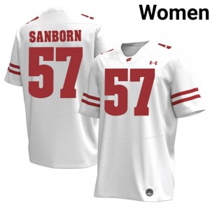 Wisconsin Jack Sanborn #57 White Jersey | Exclusive Embroidery NCAA Football Women Apparel 27528948