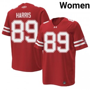 #89 Jacob Harris UW Badgers Red 1980 Throwback Jersey | Pro Cut Stitched Women Player Football Gear 36736282
