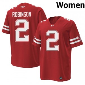 #2 Javan Robinson UW Badgers Red 1980 Throwback Jersey | Authentic Stitched Women High School Football Gear 68422933