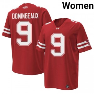 #9 Jaylon Domingeaux Wisconsin Badgers Red 1980 Throwback Jersey | Authentic Stitched Women High School Football Gear 94789006
