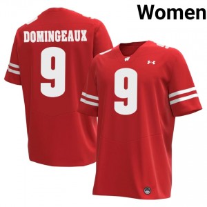 Jaylon Domingeaux #9 Wisconsin Badgers Jersey | Gameday Red NCAA Football Women Swen 14802176