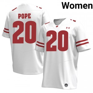 Wisconsin Badgers Juju Pope #20 White Jersey | Fresh Embroidery University Football Women Apparel 66893898