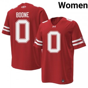 #0 Justus Boone Wisconsin Badgers Red 1980 Throwback Jersey | Officially Licensed Stitched Women College Football Gear 95377313