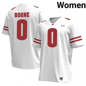 UW Badgers Justus Boone #0 White Jersey | Fresh Embroidery University Football Women Apparel 37736706