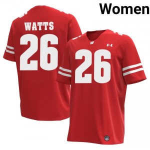 Kah'ni Watts #26 Wisconsin Badgers Jersey | Moisture Wicking Red University Football Women Swen 31683296