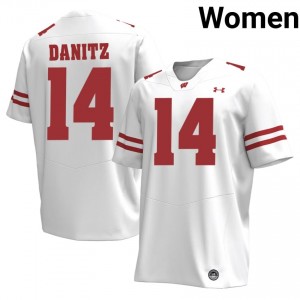 Wisconsin Liam Danitz #14 White Jersey | Premium Embroidery Player Football Women Apparel 64162187