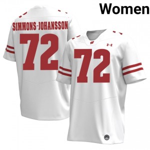 UW Badgers Lucas Simmons-Johansson #72 White Jersey | Exclusive Embroidery NCAA Football Women Apparel 11581914