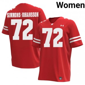 Lucas Simmons-Johansson #72 Wisconsin Badgers Jersey | Elite Thread Red College Football Women Swen 17399146