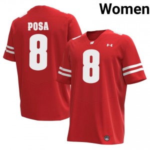 Mason Posa #8 UW Jersey | Genuine Red Player Football Women Swen 74782153