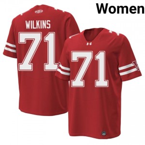 #71 PJ Wilkins Badgers Red 1980 Throwback Jersey | Officially Licensed Stitched Women College Football Gear 33011046