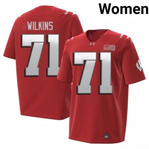 Red PJ Wilkins #71 Wisconsin Badgers 2026 Jersey | Women NCAA Football Pro-Grade Stitch 15858001