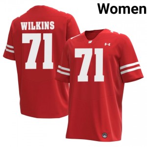 PJ Wilkins #71 UW Jersey | Alumni Red High School Football Women Swen 67710528