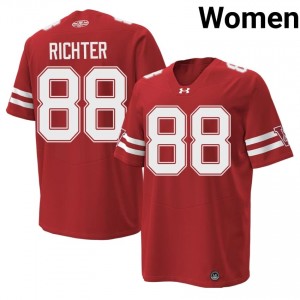#88 Pat Richter Badgers Red 1980 Throwback Jersey | Iconic Stitched Women NCAA Football Gear 76821752