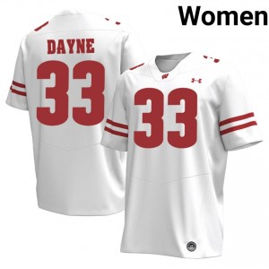 UW Badgers Ron Dayne #33 White Jersey | Elite Embroidery High School Football Women Apparel 70819606