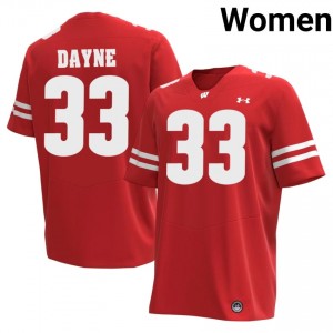Ron Dayne #33 Wisconsin Badgers Jersey | Genuine Red Player Football Women Swen 42464984