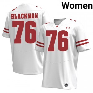 Badgers Stylz Blackmon #76 White Jersey | Durable Embroidery College Football Women Apparel 60311445