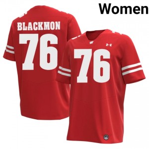 Stylz Blackmon #76 Wisconsin Jersey | Moisture Wicking Red University Football Women Swen 57708451