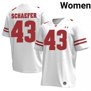 Wisconsin Badgers Taylor Schaefer #43 White Jersey | Elite Embroidery High School Football Women Apparel 33601671