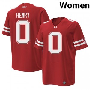 #0 Tyrell Henry UW Red 1980 Throwback Jersey | Authentic Stitched Women High School Football Gear 24716575