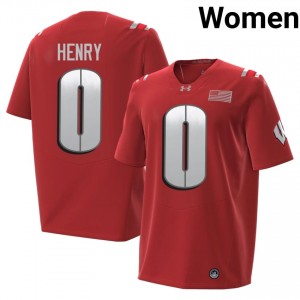 Red Tyrell Henry #0 Wisconsin 2026 Jersey | Women University Football Limited Stitch 86080266