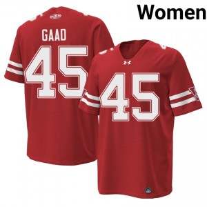 #45 Yahya Gaad Badgers Red 1980 Throwback Jersey | Iconic Stitched Women NCAA Football Gear 17599079