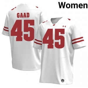 Wisconsin Yahya Gaad #45 White Jersey | Durable Embroidery College Football Women Apparel 94451184