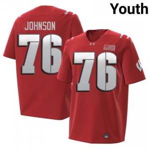 Red Dillan Johnson #76 Badgers 2026 Jersey | Youth NCAA Football Pro-Grade Embroidery 37153941