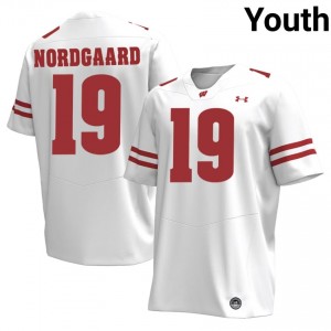 Wisconsin Badgers Langdon Nordgaard #19 White Jersey | Elite Stitched High School Football Youth Apparel 71839404