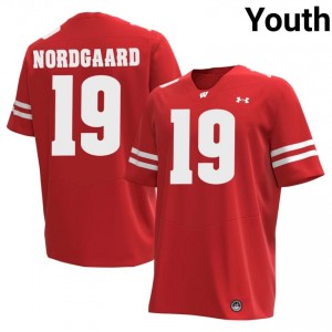 Langdon Nordgaard #19 Badgers Jersey | Genuine Red Player Football Youth Embroidery 39824926