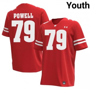 Logan Powell #79 UW Jersey | Moisture Wicking Red University Football Youth Embroidery 36707971