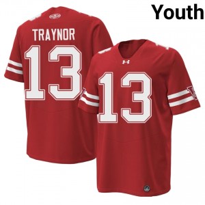 #13 Matthew Traynor Wisconsin Badgers Red 1980 Throwback Jersey | Iconic Swen Youth NCAA Football Gear 99927847