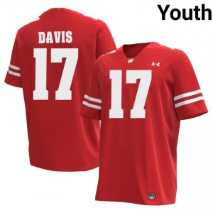 Nizyi Davis #17 Wisconsin Jersey | Gameday Red NCAA Football Youth Embroidery 52097883