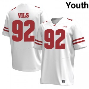 Wisconsin Nolan Vils #92 White Jersey | Fresh Stitched University Football Youth Apparel 92805537